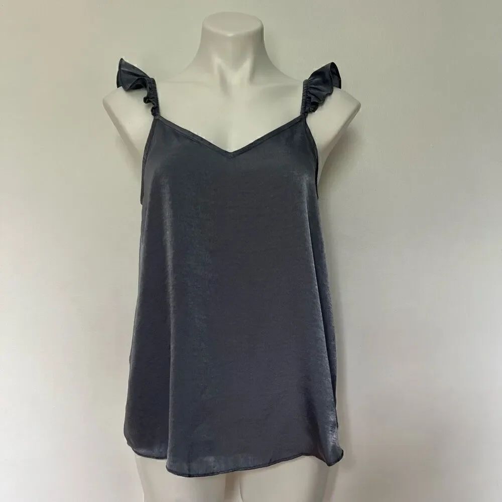 L C Lauren Conrad satin ruffle strap tank top